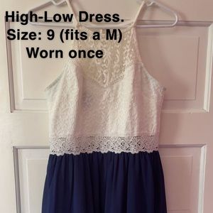 It’s not a full length high-low, hits around knees